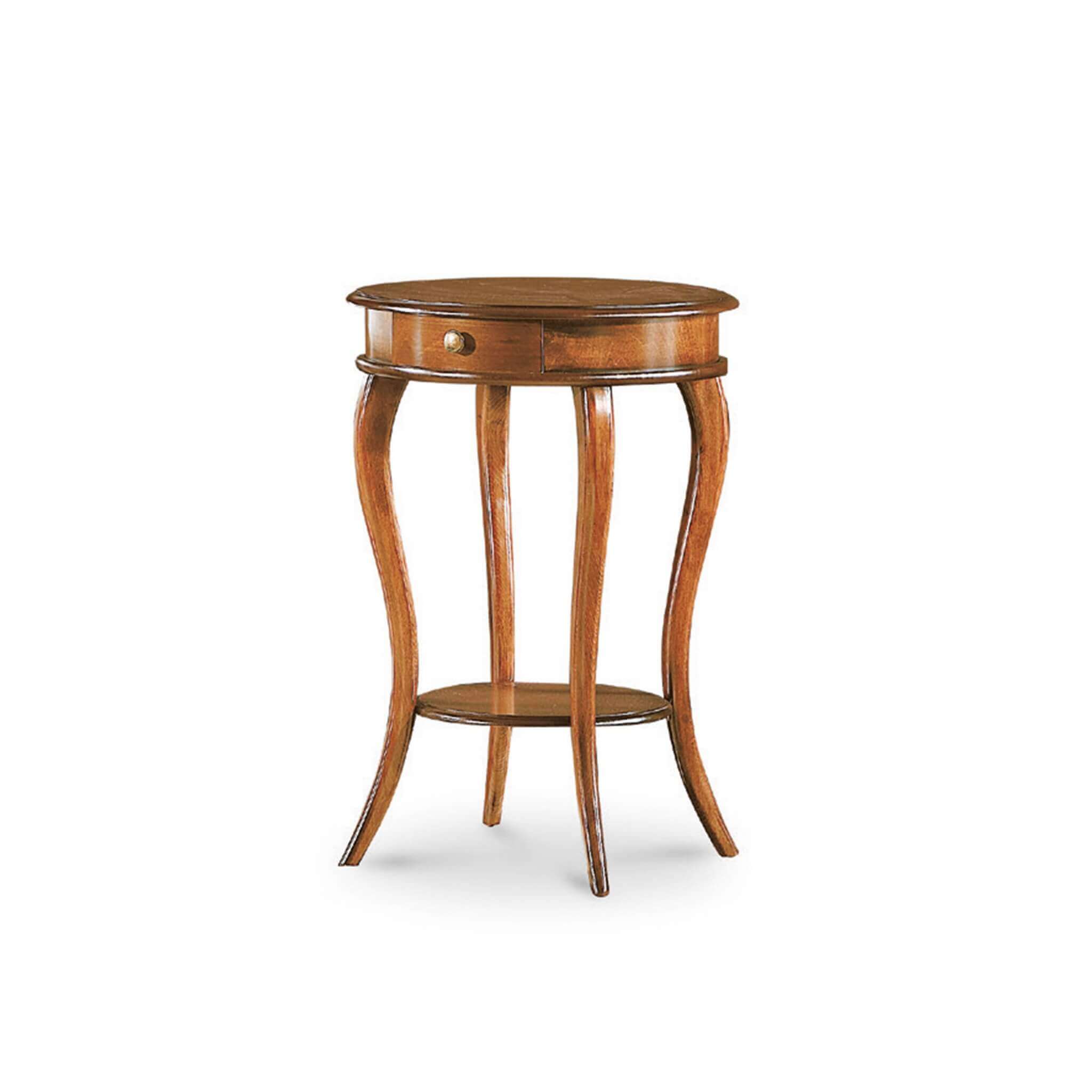 milani home donald - tavolino in legno massello tondo 50x74