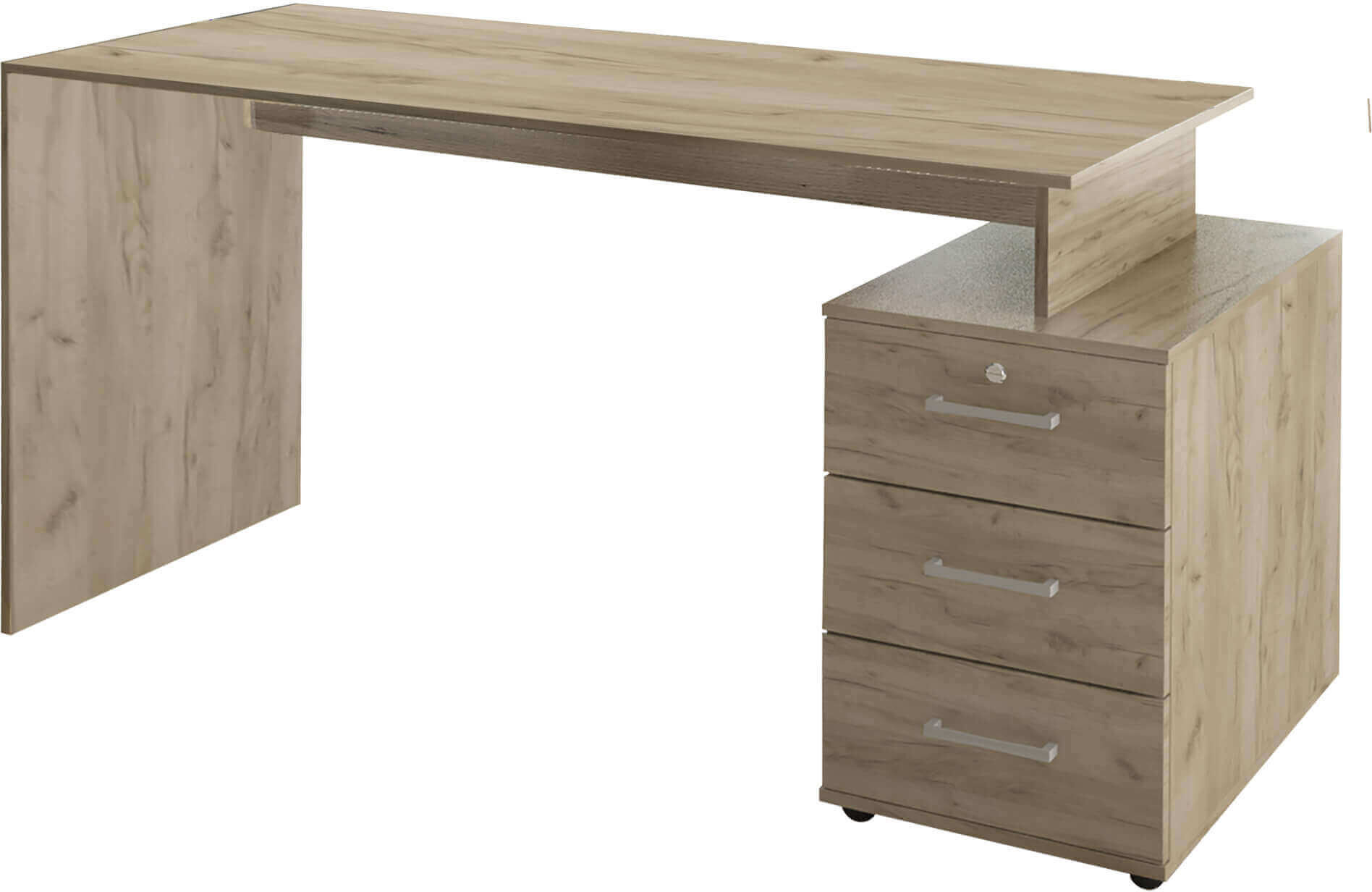 milani home scrivania di design per studio moderna con cassetti 139x60x76 h rovere grigio 138 x 60 x 76 cm