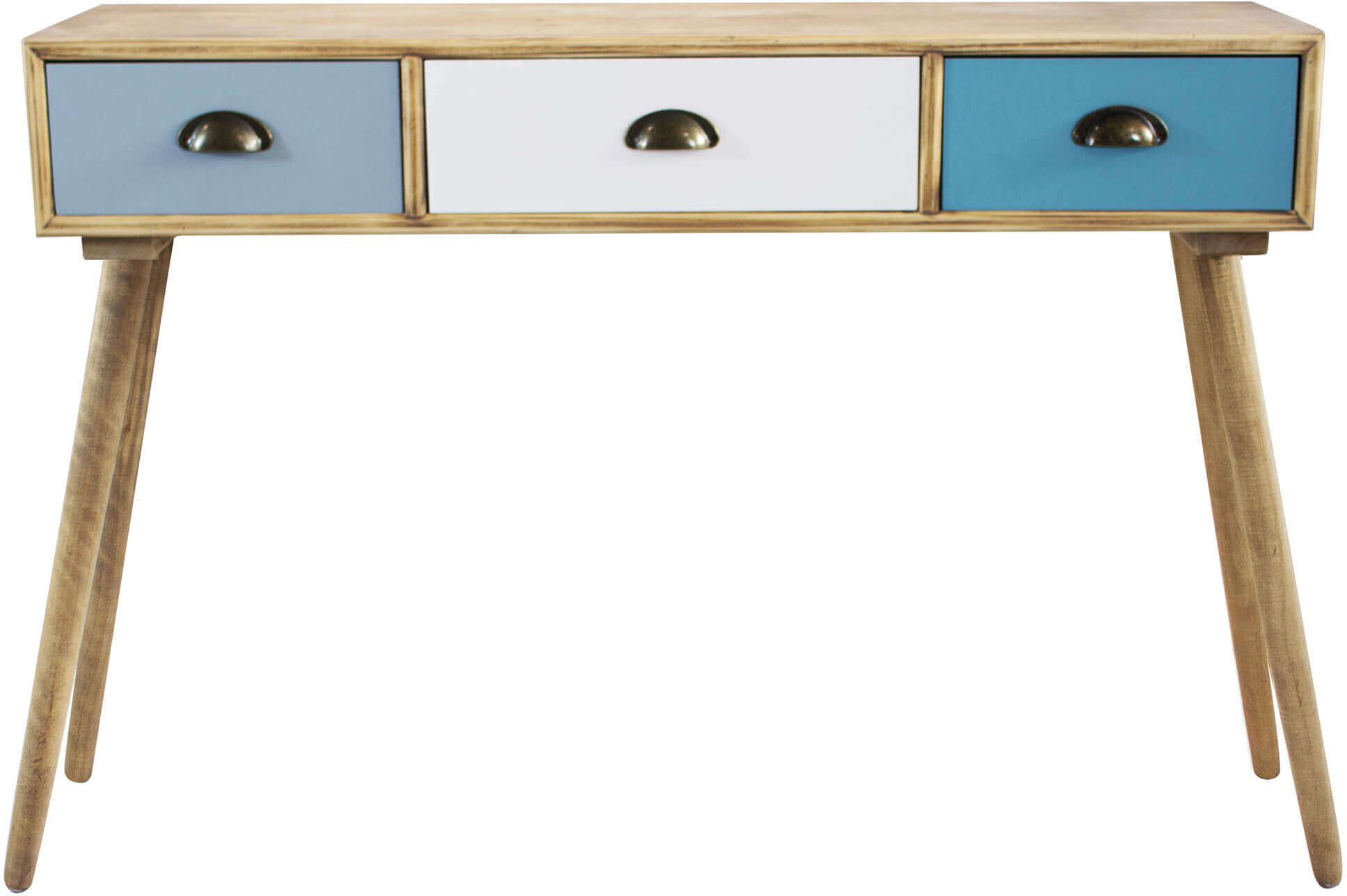 milani home scrivania scrittoio consolle stile industriale cm 110x30x78,5 h con 3 cassetti multicolor 110 x 78.5 x 30 cm