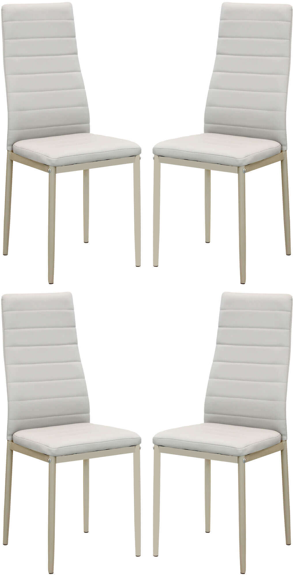 milani home set di 4 sedie in ecopelle tortora beige per sala da pranzo elegante moderna si tortora 53 x 97 x 46 cm