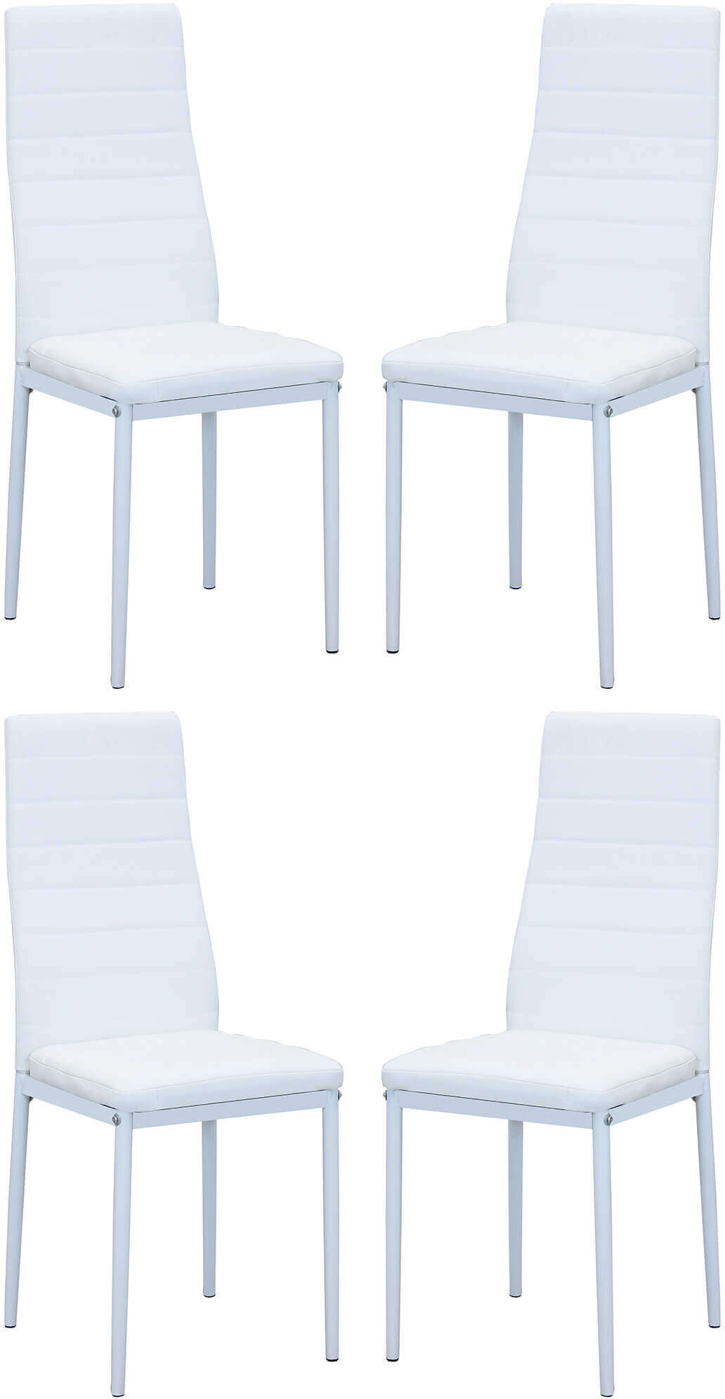 milani home set di 4 sedie in ecopelle bianca per sala da pranzo elegante moderna similpell bianco 53 x 97 x 46 cm