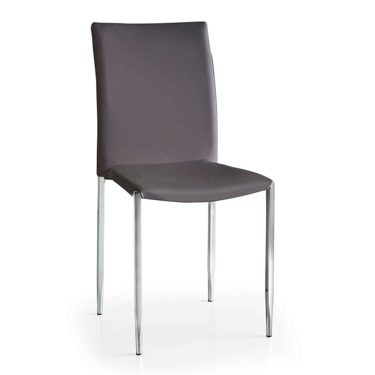 milani home sedia moderna di design ecopelle grigia struttura in metallo per arredo interno grigio x x cm