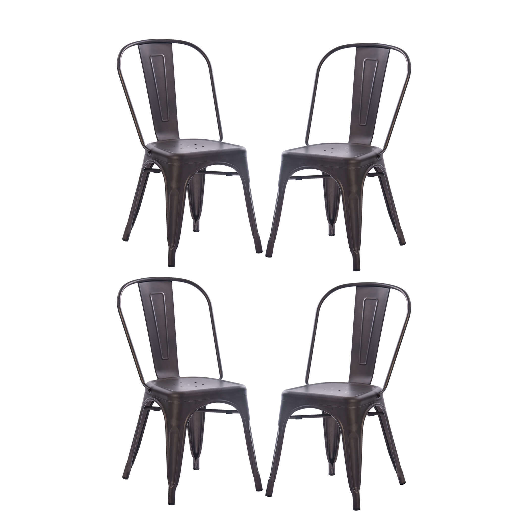 milani home set di 4 sedie moderne di design in metallo grigio joseph mathieu per arredo in nero 53 x 85 x 45 cm