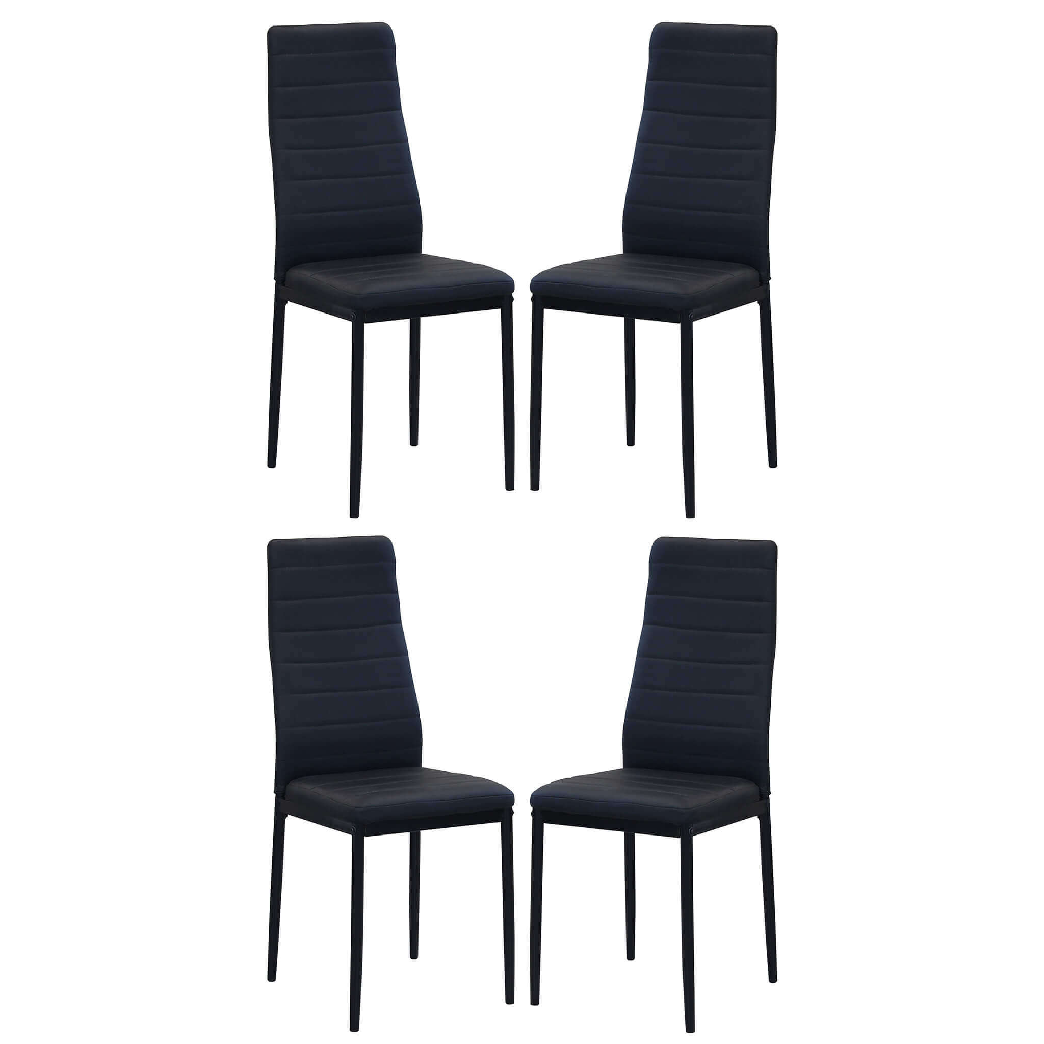 milani home set di 4 sedie in ecopelle antracite per sala da pranzo elegante moderna similp nero 53 x 97 x 46 cm