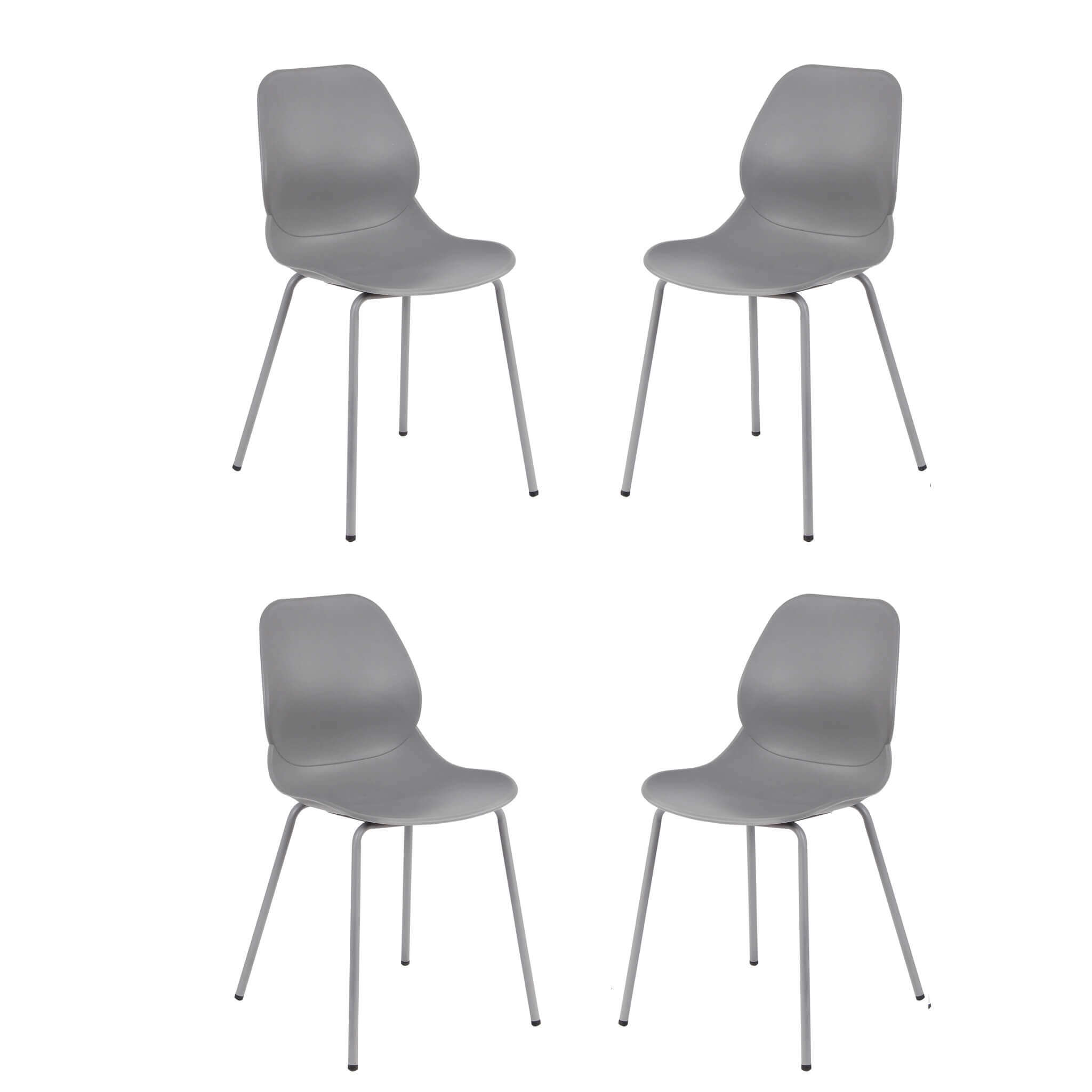 milani home set di 4 sedie per sala da pranzo in plastica polipropilene alta resistenza qua grigio 46 x 84 x 54 cm