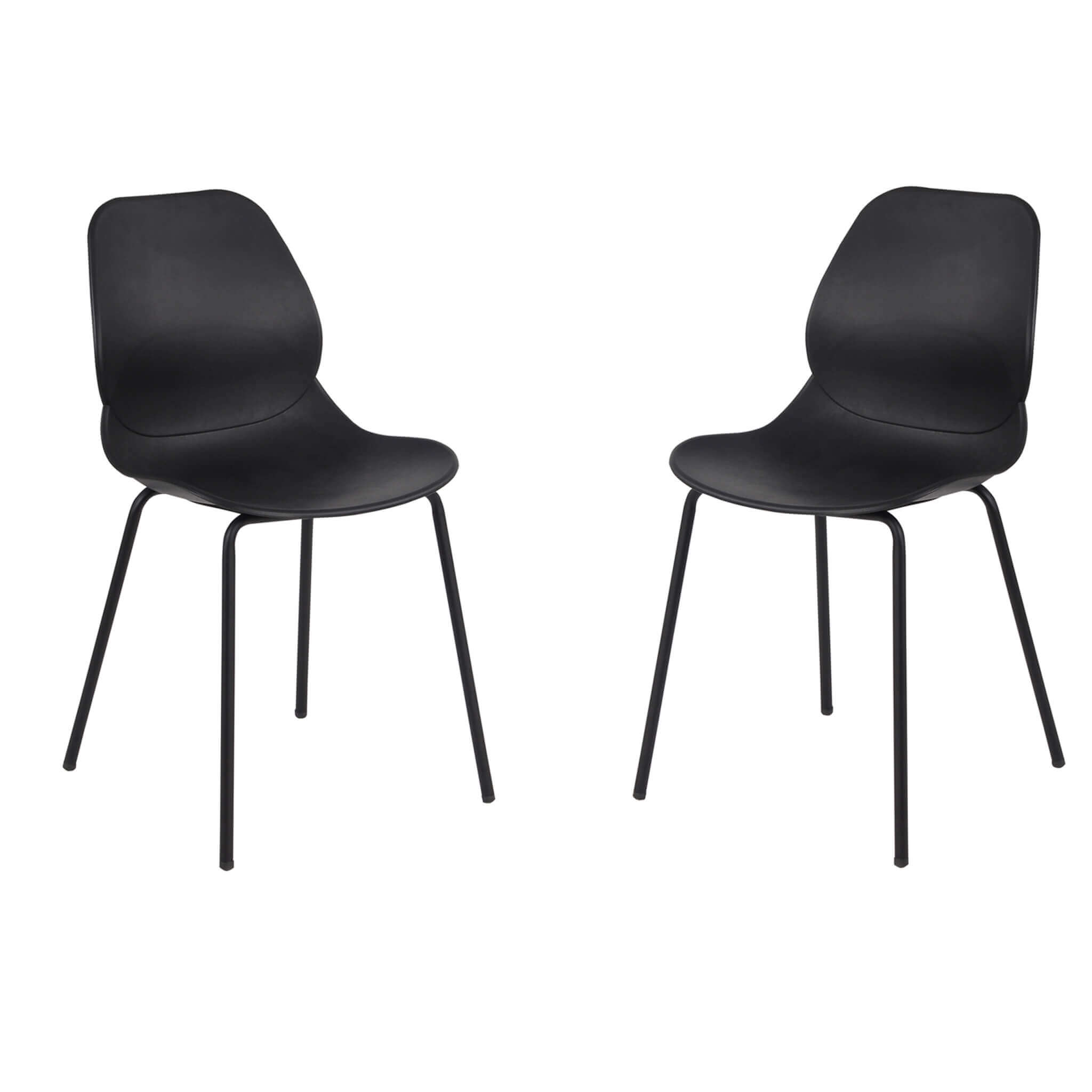 milani home set di 2 sedie per sala da pranzo in plastica polipropilene alta resistenza qua nero 46 x 84 x 54 cm