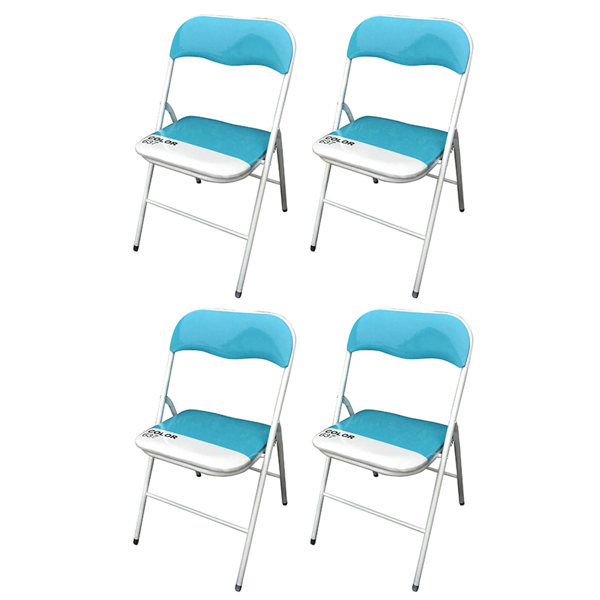 milani home set di 4 sedie slim pieghevoli blu color 637 con comoda imbottitura nella sedut blu 44 x 79 x 45 cm