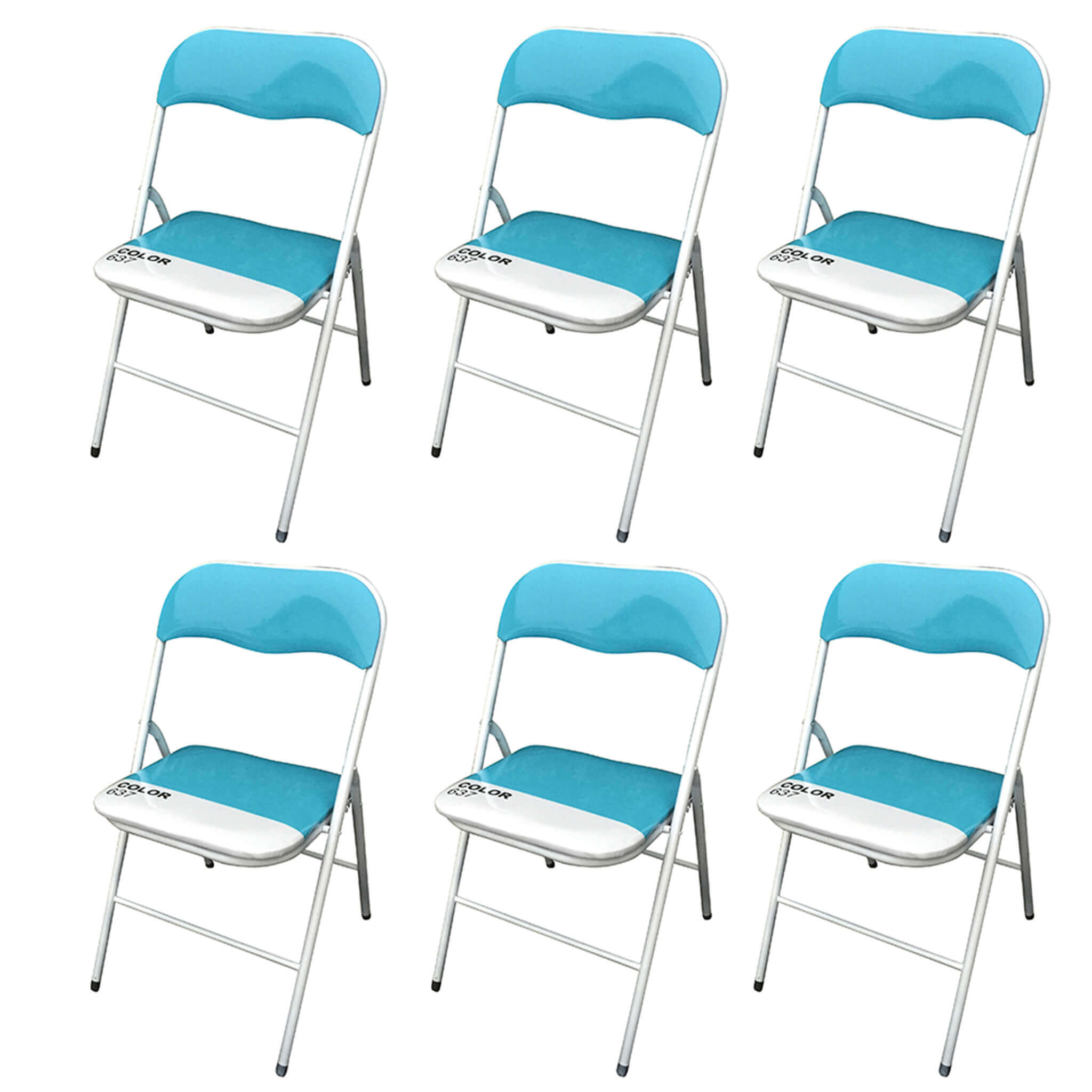 milani home set di 6 sedie slim pieghevoli blu color 637 con comoda imbottitura nella sedut blu 44 x 79 x 45 cm