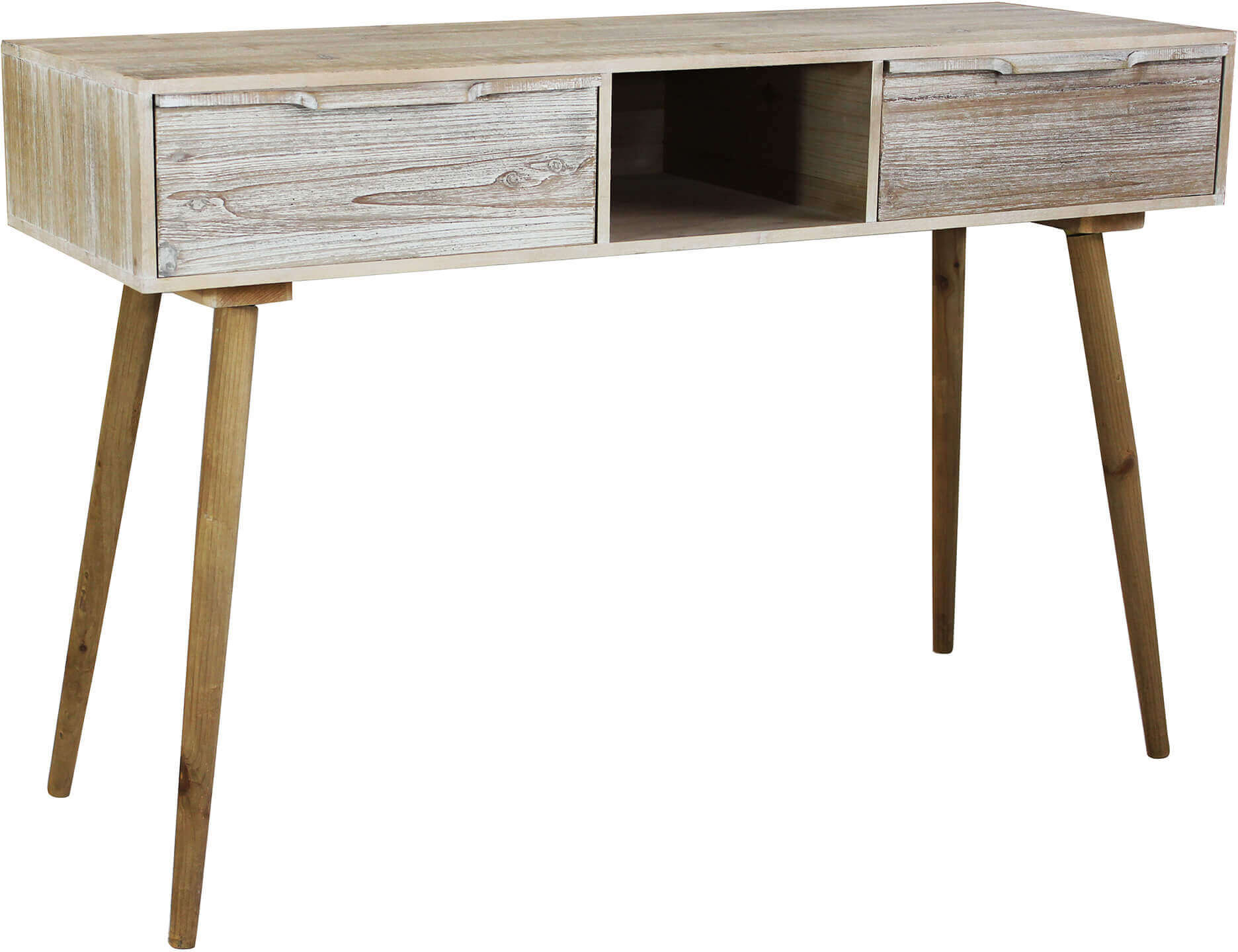 Milani Home CHLOE - consolle con 2 cassetti in legno di paulownia e mdf industrial 120x40x80