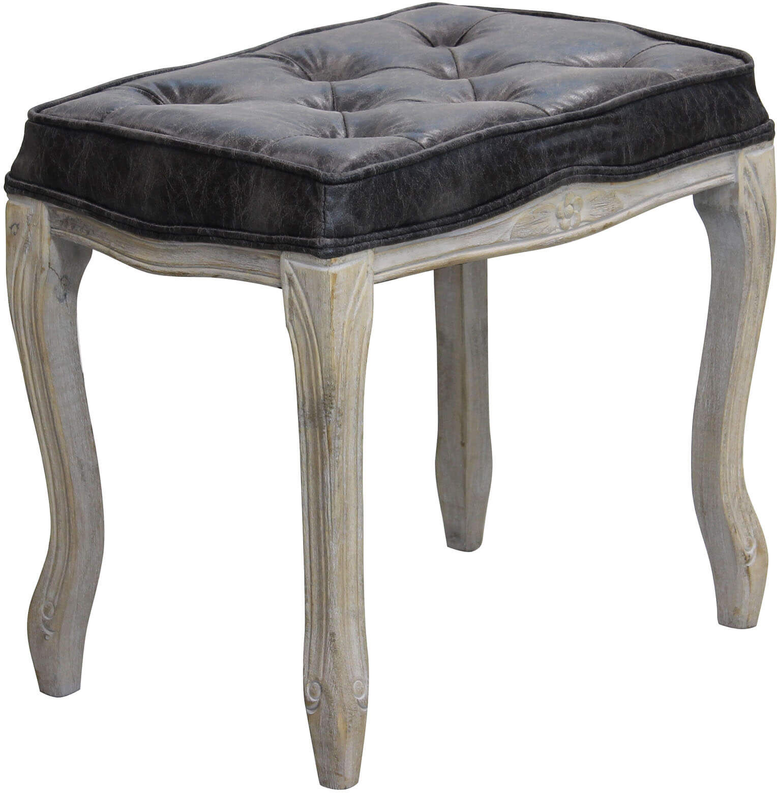 Milani Home sgabello vintage in ecopelle di design moderno vintage cm 50x36x47 h Grigio 50 x 47 x 36 cm