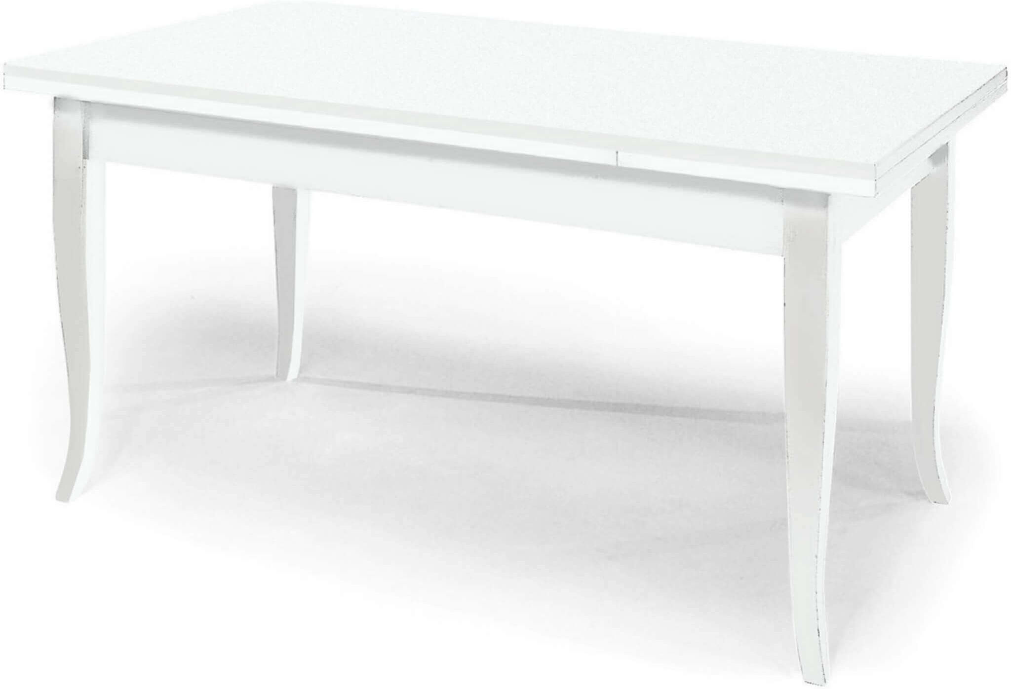 Milani Home Tavolo Da Pranzo Allungabile In Legno Massello 85x160/200/240 Bianco 160 x 75 x 85 cm