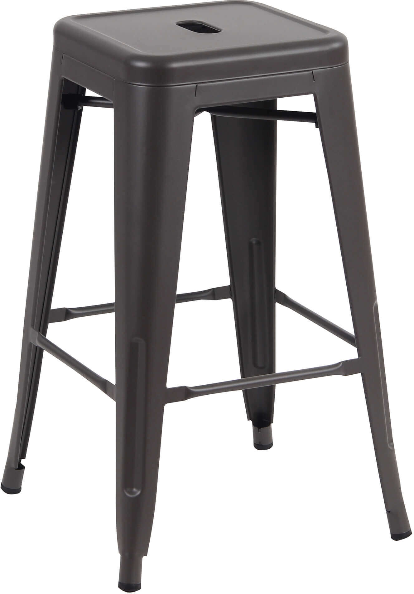 Milani Home Sgabello Da Bar Albergo Hotel Sedia Cucina Con Poggiapiedi Stile Industrial Di Nero 43 x 76 x 43 cm