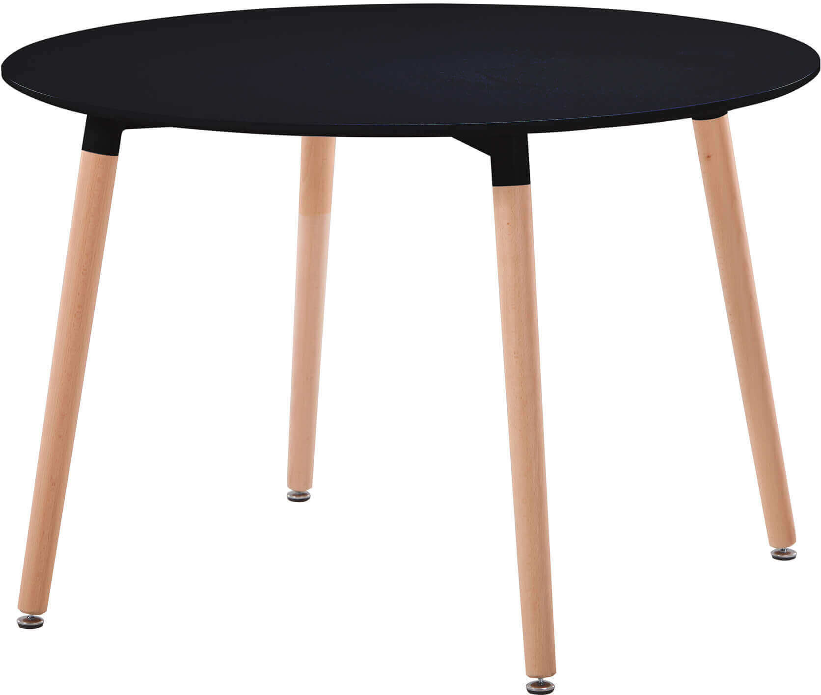 Milani Home Tavolo da interno di design scandinavo in plastica e legno diametro 120 Nero 120 x 75 x 120 cm