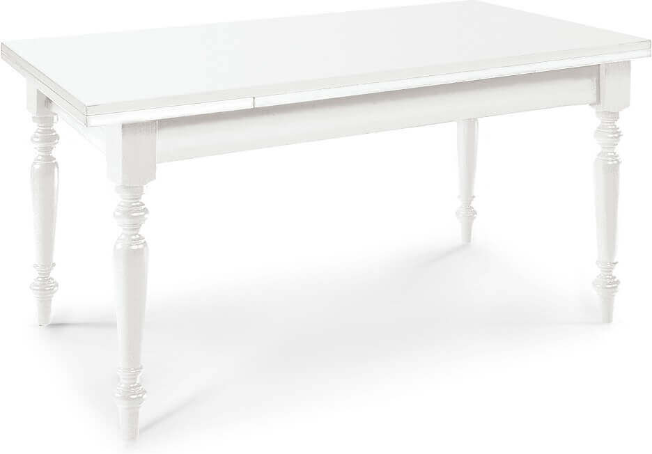 Milani Home Tavolo Da Pranzo Allungabile Gamba Tornita Bianco Cm 85x160/200/240 Per Interno Bianco 160 x 75 x 85 cm