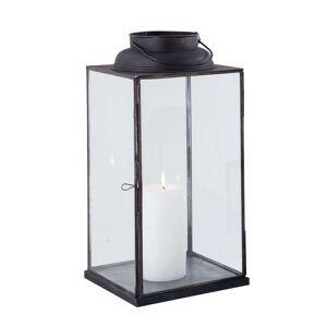 Milani Home Lanterna In Vetro E Metallo Di Design Moderno Stile Minimalista Portacandela, C Antracite 18 x 34 x 18 cm