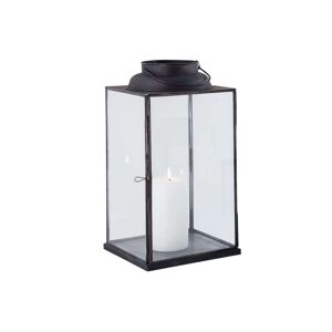 Milani Home Lanterna In Vetro E Metallo Di Design Moderno Stile Minimalista Portacandela, C Antracite 15 x 25 x 15 cm