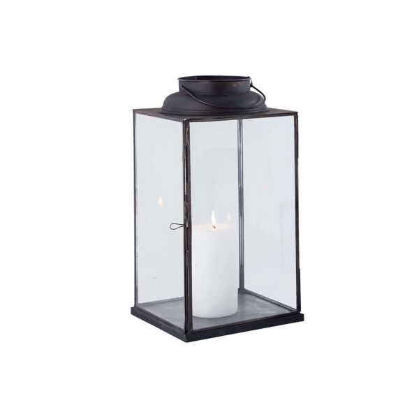 milani home lanterna in vetro e metallo di design moderno stile minimalista portacandela, c antracite 15 x 25 x 15 cm
