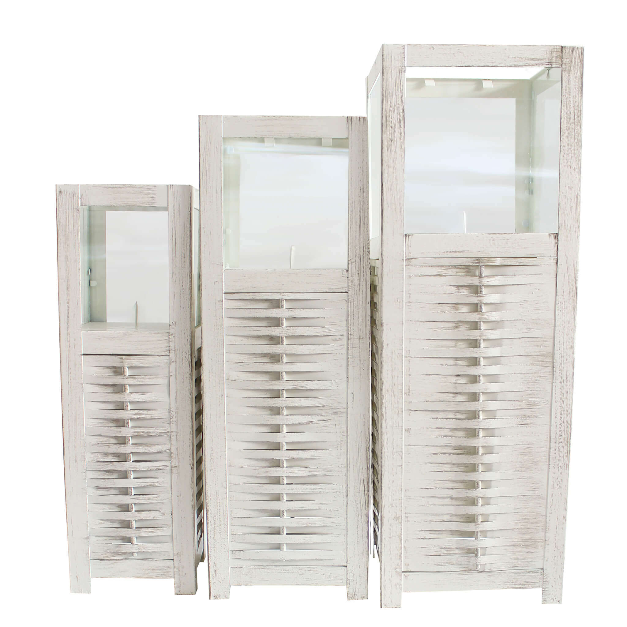 Milani Home Set Di 3 Lanterne In Metallo Bianco 18 x 51 x 18 cm