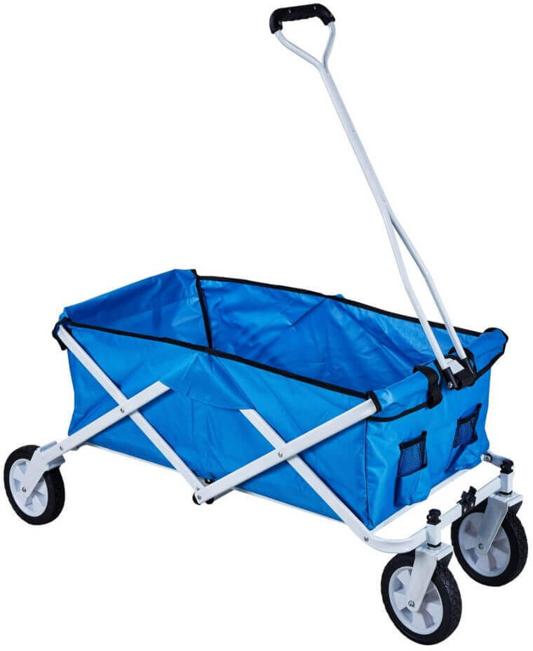 Milani Home Carrello Pieghevole Con Ruote Da Spiaggia Per Campeggio Mare Piscina Giardino I Blu 117 x 50 x 52 cm