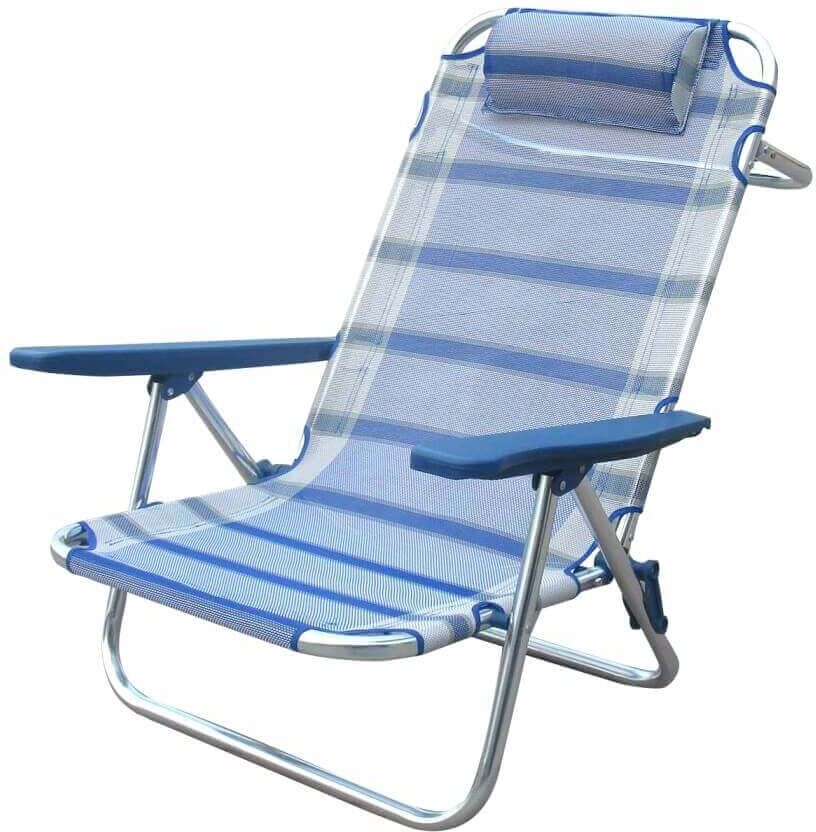 Milani Home Spiaggina Mare Sdraio Alluminio Con Braccioli Regolabile Per Campeggio Spiaggia Blu 68 x 83 x 68 cm