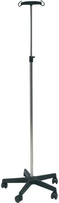 Vincal Asta Portaflebo ad altezza variabile in acciaio inox. 4 ganci e base a 5 razze in polipropilene Vincal Asta Portaflebo ad altezza variabile in acciaio inox. 4 ganci e base a 5 razze in polipropilene