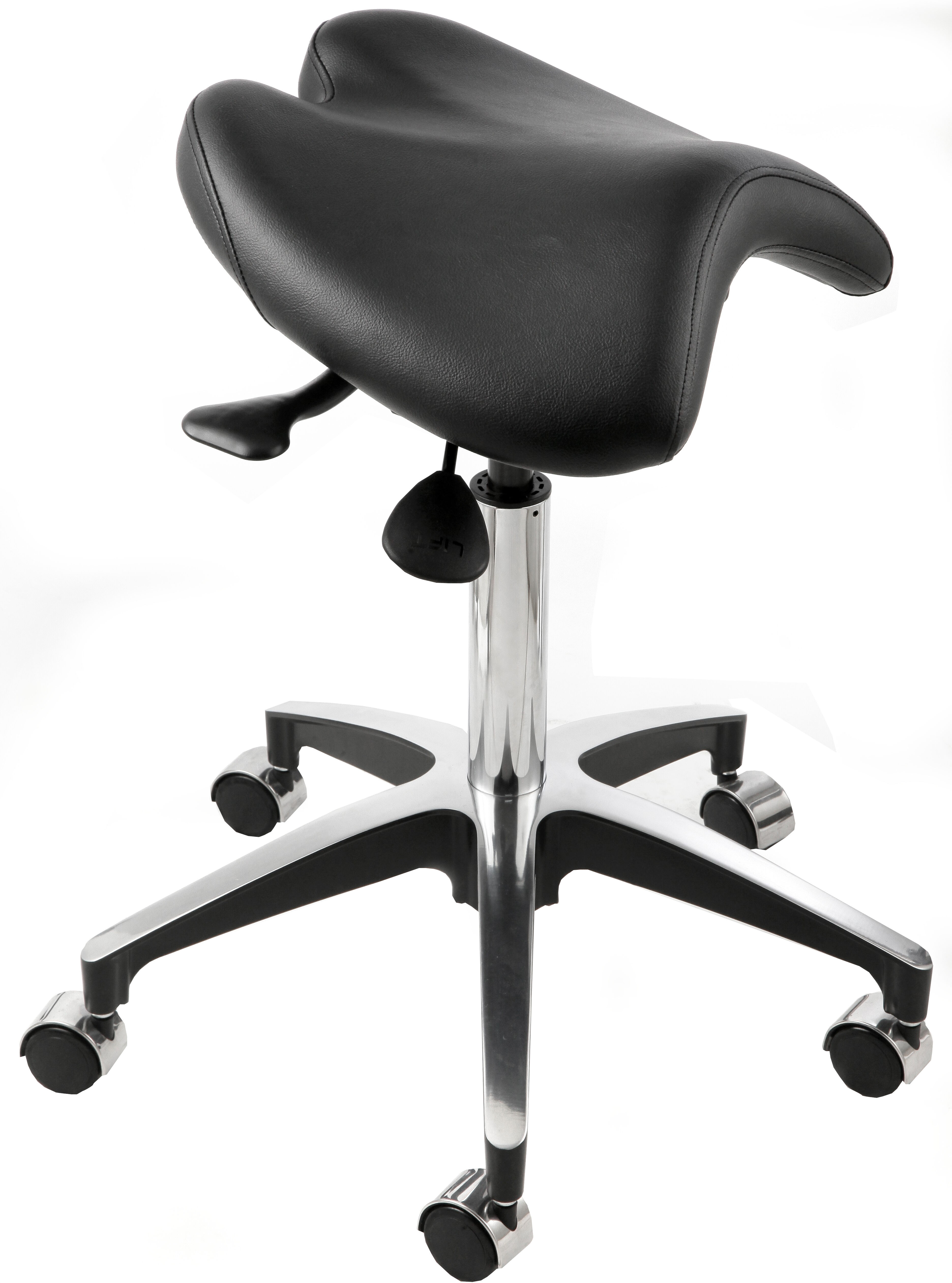 Vincal Sgabello a sella con seduta girevole - Altezza regolabile e ruote - Nero Vincal Sgabello a sella con seduta girevole - Altezza regolabile e ruote - Nero