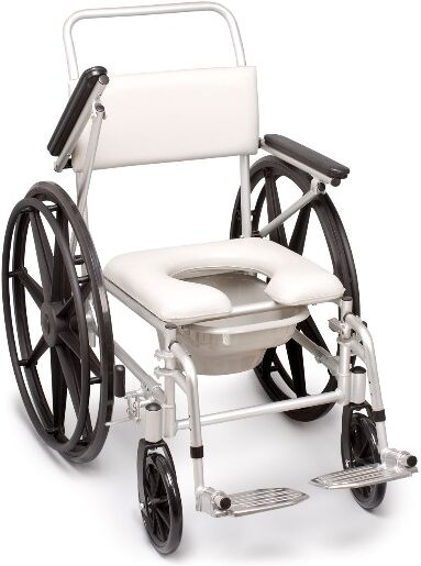 Moretti Sedia per doccia e wc ad autospinta ® - Con imbottitura in pvc e braccioli ribaltabili - portata 110 kg Moretti Sedia per doccia e wc ad autospinta ® - Con imbottitura in pvc e braccioli ribaltabili - portata 110 kg