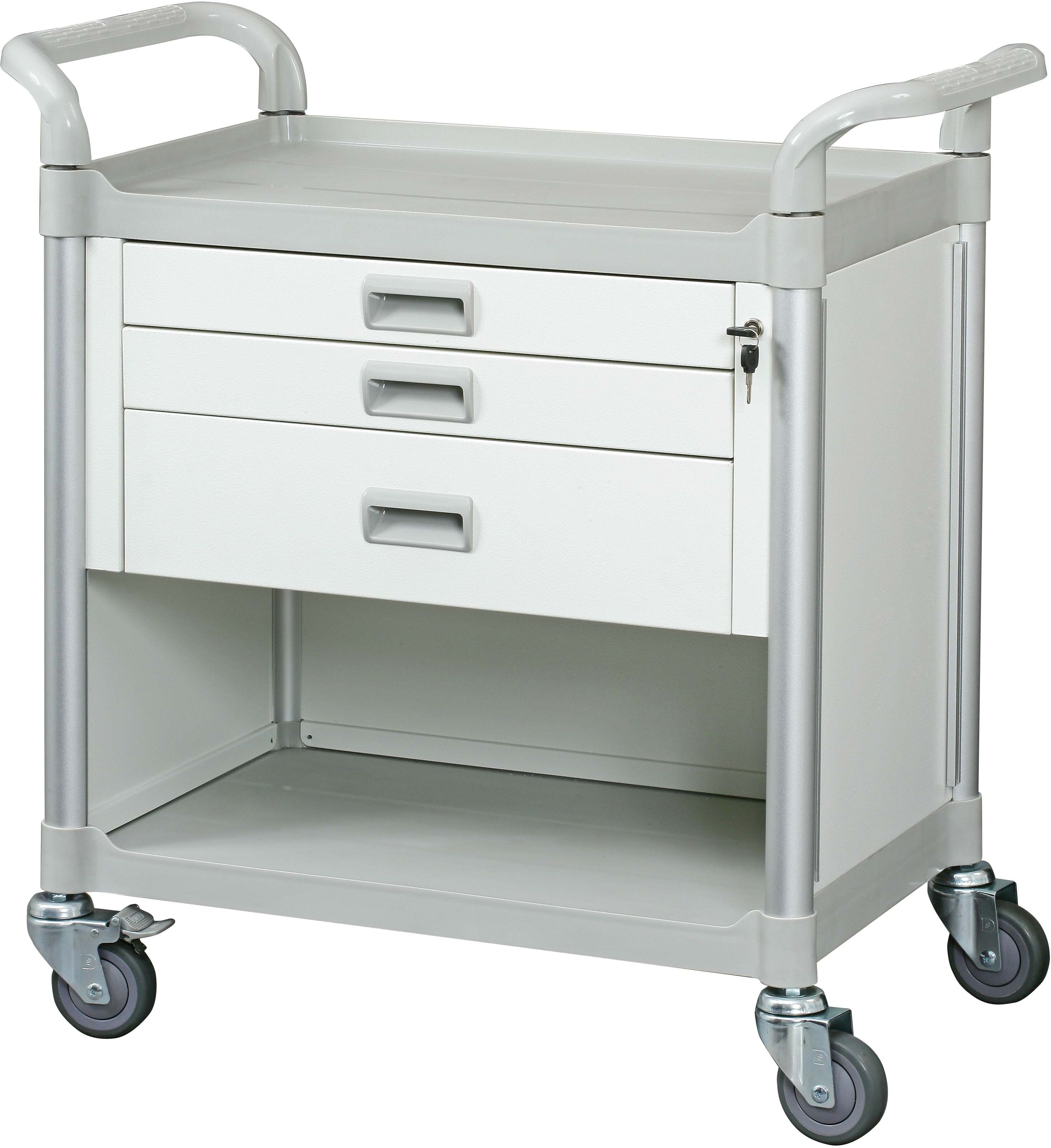 Vincal Carrello di Servizio a 3 cassetti, vano a giorno e doppia maniglia di spinta Vincal Carrello di Servizio a 3 cassetti, vano a giorno e doppia maniglia di spinta