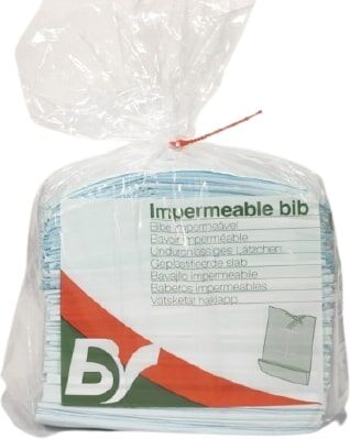 TTMed BAVAGLIO MONOUSO BIACCOPPIATO IN TNT+PE DIM.37x50 COLORE BIANCO, CON TASCA ANTERIORE, NON STERILE CF. DA 100 PZ.