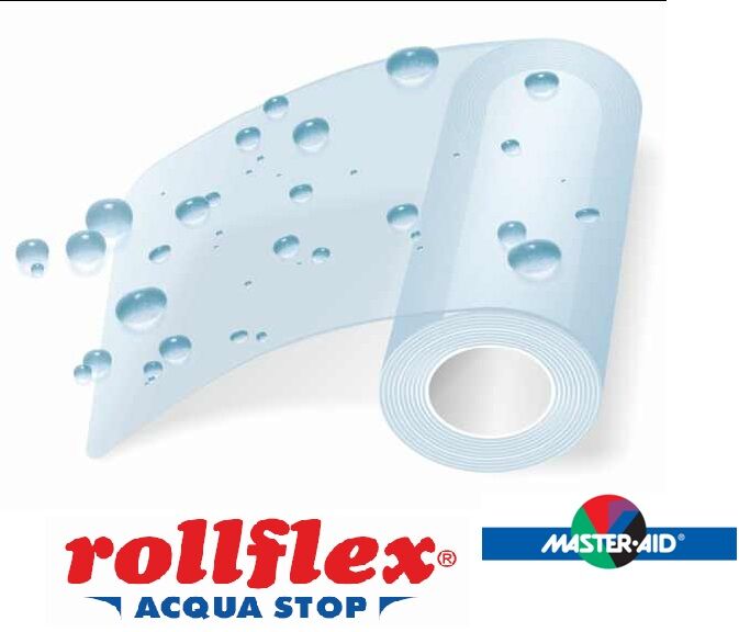 MasterAid Medicazione rollflex acqua stop in poliuretano impermeabile ad acqua e batteri - misure varie MasterAid Medicazione rollflex acqua stop in poliuretano impermeabile ad acqua e batteri - misure varie