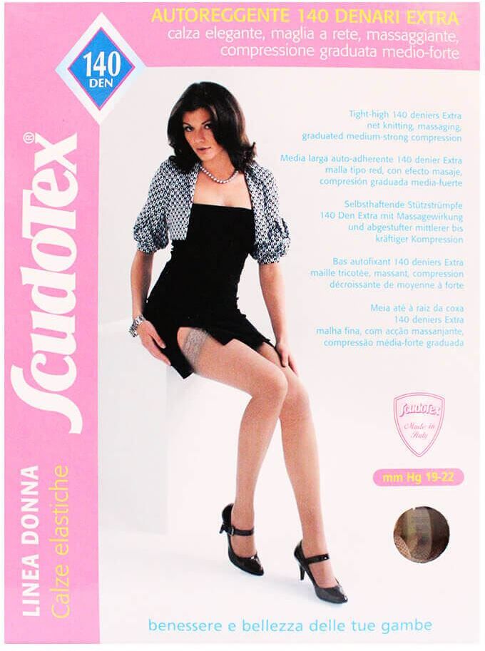 ScudoTex Calze autoreggenti a compressione graduata  140 den - Misure Varie - Colori daino/visone/nero ScudoTex Calze autoreggenti a compressione graduata  140 den - Misure Varie - Colori daino/visone/nero