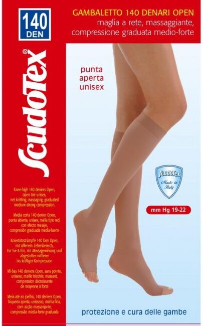 ScudoTex Gambaletti a compressione graduata  - 140 den a punta aperta - colore daino - misure varie ScudoTex Gambaletti a compressione graduata  - 140 den a punta aperta - colore daino - misure varie