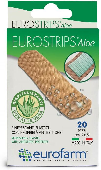 Eurofarm Cerotti Eurostrips Aloe ® - Monouso, in polietilene microforato - Misure varie Eurofarm Cerotti Eurostrips Aloe ® - Monouso, in polietilene microforato - Misure varie