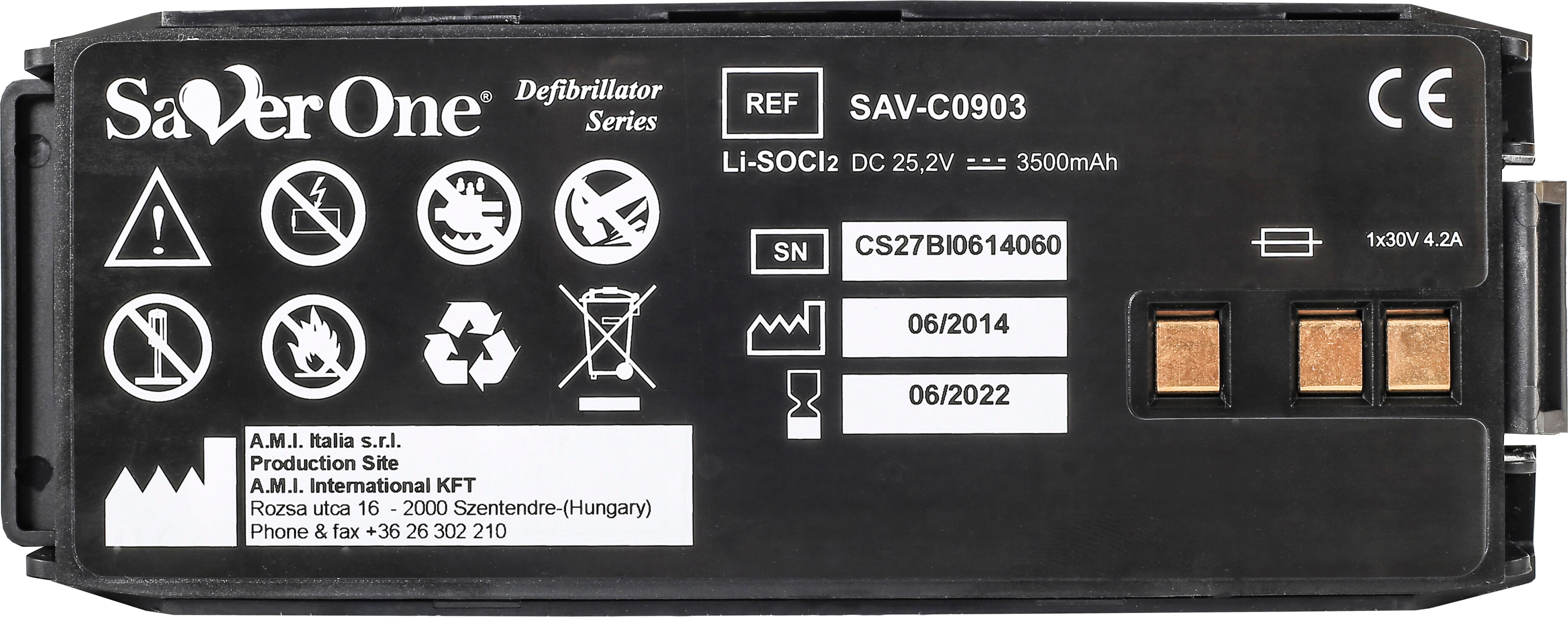 Ami Italia Batteria non ricaricabile Li-SOCI2 per Defibrillatore Saver One® - SAV-C0903 Ami Italia Batteria non ricaricabile Li-SOCI2 per Defibrillatore Saver One® - SAV-C0903