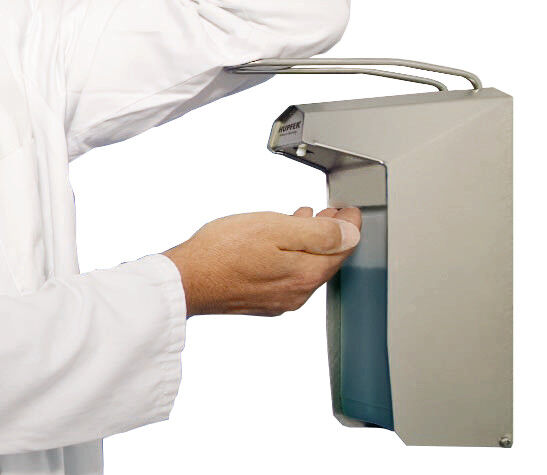 Vincal Dispenser sapone / disinfettante a muro - Con leva a gomito, in acciaio inox