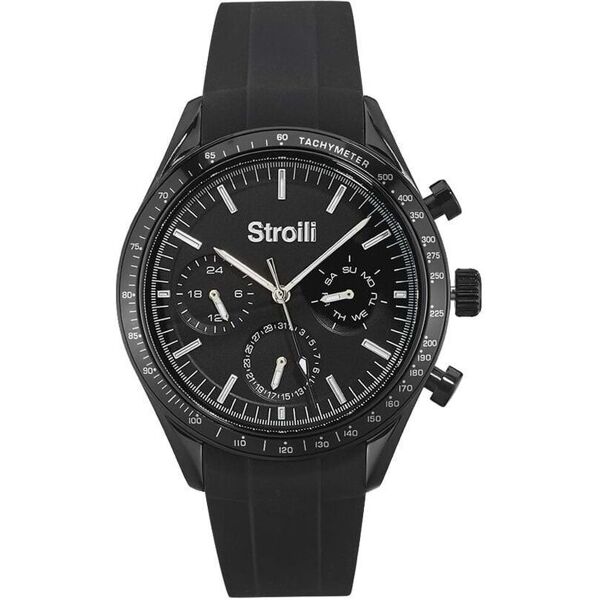 stroili orologio multifunzione cinturino nero in silicone e cassa in acciaio