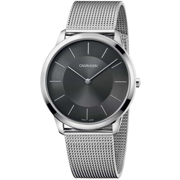 calvin klein - orologio uomo  minimal quadrante grigio scuro k3m2t124-sa20 - fa-k3m2t124-sa20 grigio