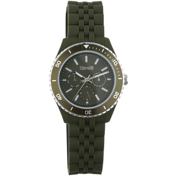 stroili orologio so classy con cinturino in silicone. quadrante e ghiera verde militare verde