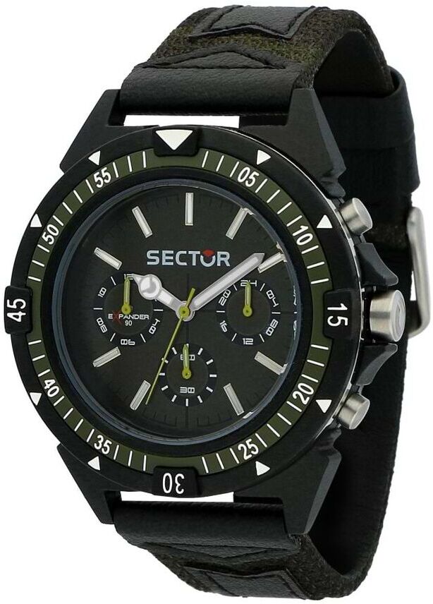 stroili orologio multifunzione sector no limits cinturino in pelle e tessuto bicolore