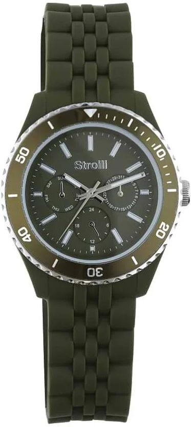 stroili orologio so classy con cinturino in silicone. quadrante e ghiera verde militare verde