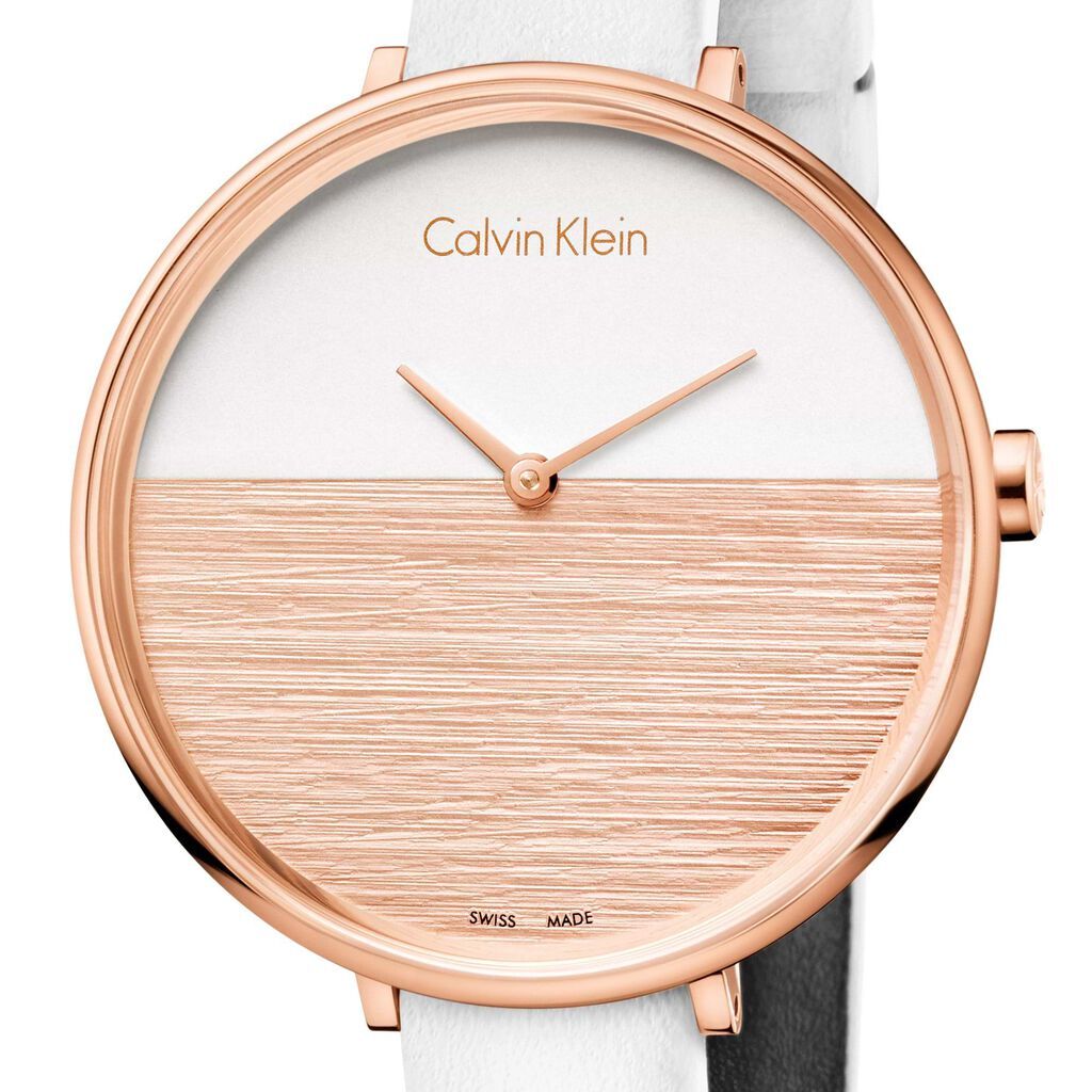 calvin klein - orologio donna  rise quadrante bianco e rose gold k7a236lh-re21 - fa-k7a236lh-re21 bianco