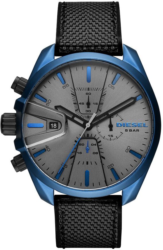 Diesel -  orologio cronografo grigio e cinturino in nylon/silicone nero e quadrante grigio con dettagli blu - FA-DZ4506-RE21 Grigio