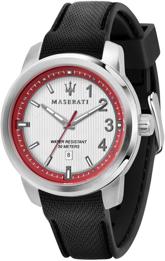 Maserati - Orologio datario  linea Royale cinturino silicone nero cassa acciaio - FA-R8851137004-RE22