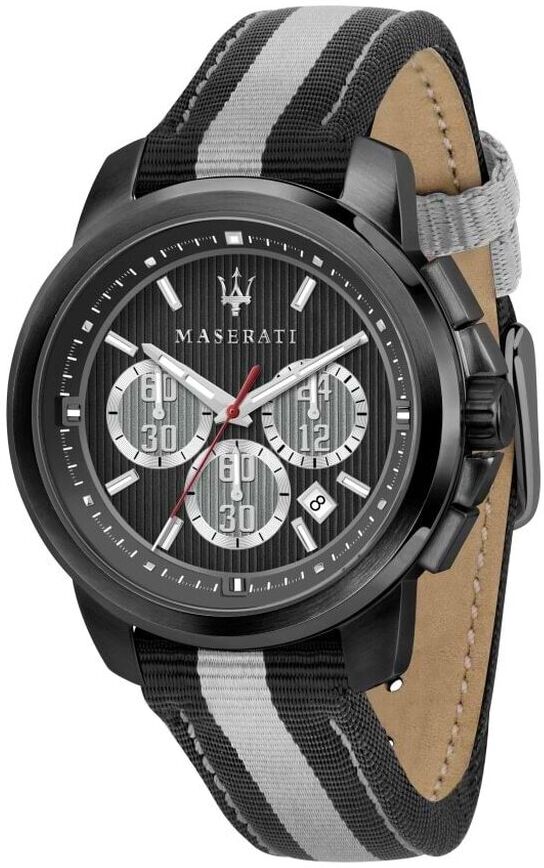 Maserati - Orologio cronografo  linea Royale cinturino bicolore cassa acciaio nero - FA-R8871637002-RE22