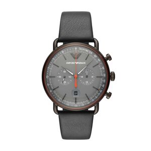 Emporio Armani -  orologio cronografo in acciaio grigio e cinturino in pelle grigio con quadrante grigio - FA-AR11168-RE22 Grigio