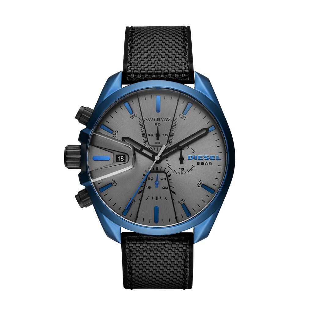 Diesel - orologio cronografo grigio e cinturino in nylon/silicone nero e quadrante grigio con dettagli blu - FA-DZ4506-RE21 Grigio