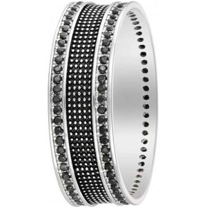 Stroili Anello Fascia Gentleman Argento Bicolore Bianco / Nero Cubic Zirconia Collezione: Gentleman - Misura 62 Bicolore Bianco / Nero