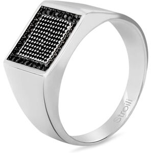 Stroili Anello Chevalier Gentleman Argento Bicolore Bianco / Nero Cubic Zirconia Collezione: Gentleman - Misura 60 Bicolore Bianco / Nero