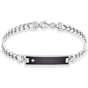 Stroili Bracciale Con Targhetta Gentleman Argento Rodiato Cubic Zirconia Collezione: Gentleman Bianco