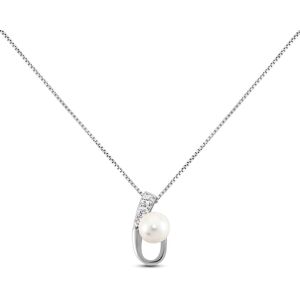 Stroili Collana Silver Pearls Argento Rodiato Perla sintentica Cubic Zirconia Collezione: Silver Pearls Bianco